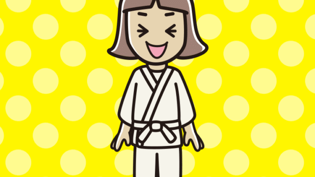 笑う道着の小学生女子のイラスト【色、背景あり】PNG