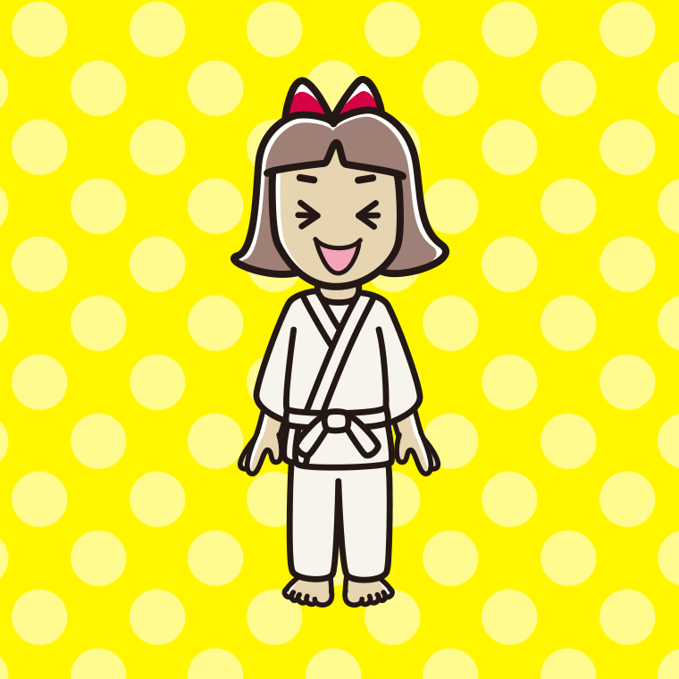 笑う道着の小学生女子のイラスト【色、背景あり】PNG