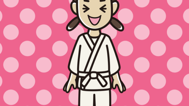 笑う道着の女子中学生のイラスト【色、背景あり】PNG