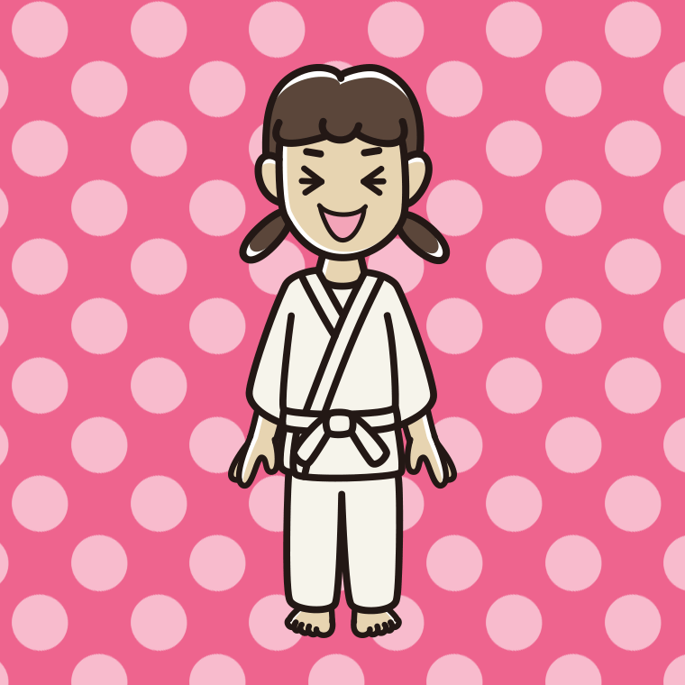 笑う道着の女子中学生のイラスト【色、背景あり】PNG