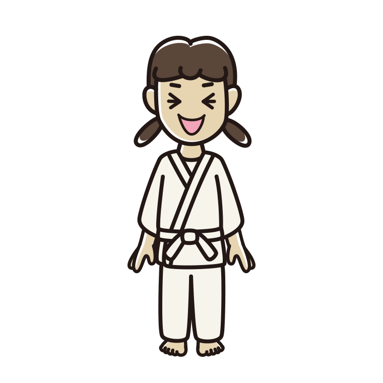 笑う道着の女子中学生のイラスト【色あり、背景なし】透過PNG