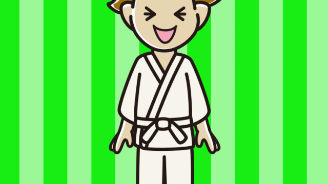 笑う道着の男子高校生のイラスト【色、背景あり】PNG