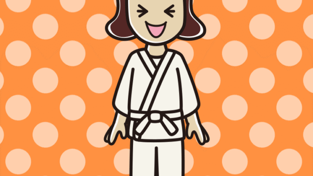 笑う道着の女子高校生のイラスト【色、背景あり】PNG