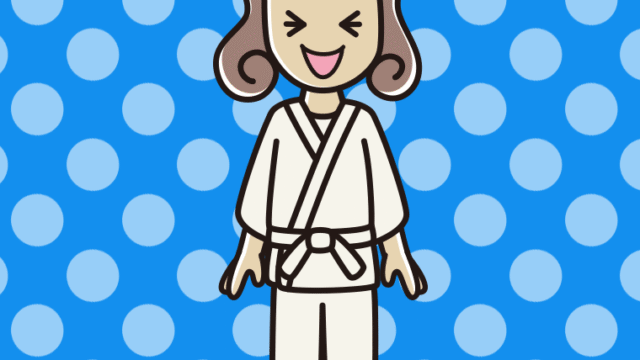 笑う道着の女子大学生のイラスト【色、背景あり】PNG