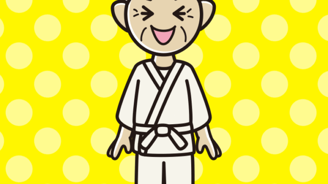 笑う道着のおばあさんのイラスト【色、背景あり】PNG