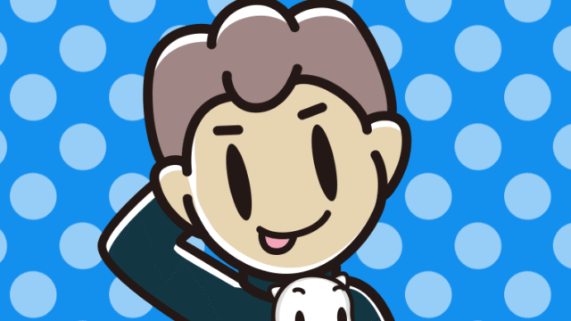 猫を抱いてテヘヘな男子中学生のイラスト【色、背景あり】PNG