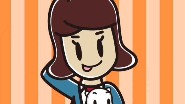 猫を抱いてテヘヘな女子高校生のイラスト【色、背景あり】PNG