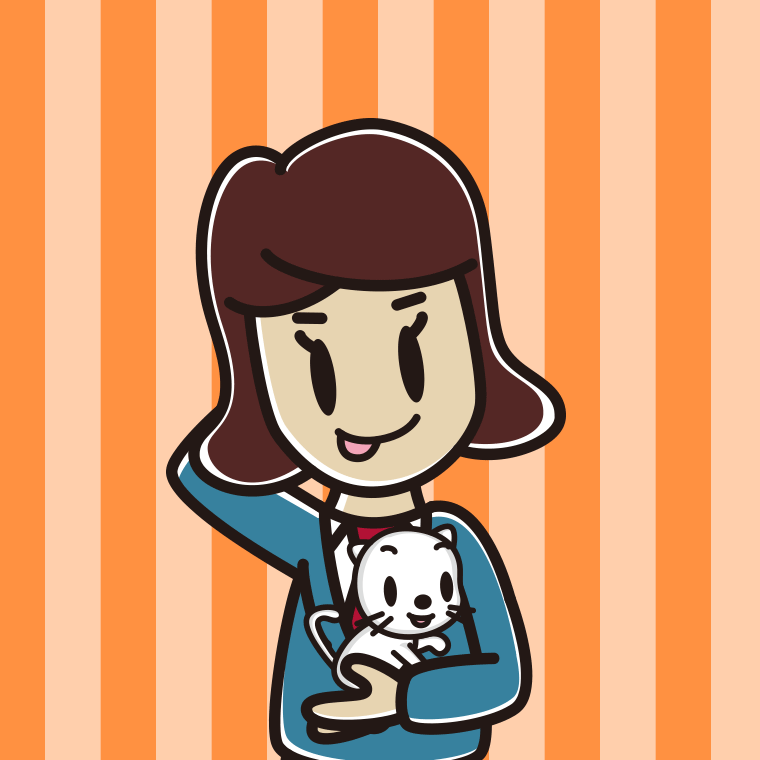 猫を抱いてテヘヘな女子高校生のイラスト【色、背景あり】PNG