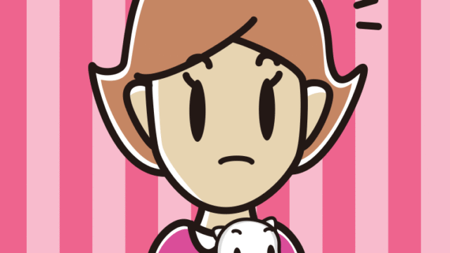 猫を抱いて何かに気付く女性のイラスト【色、背景あり】PNG