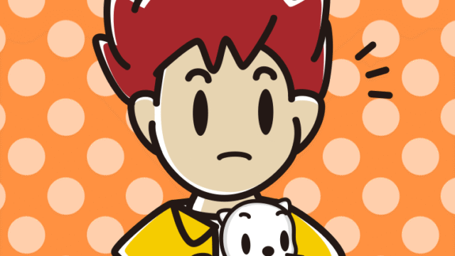 猫を抱いて何かに気付く男子大学生のイラスト【色、背景あり】PNG