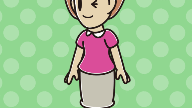 歩きながらウインクする女性のイラスト【色、背景あり】PNG