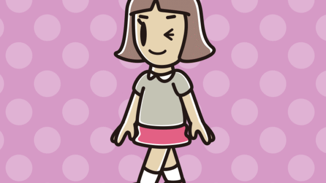 歩きながらウインクする小学生女子のイラスト【色、背景あり】PNG