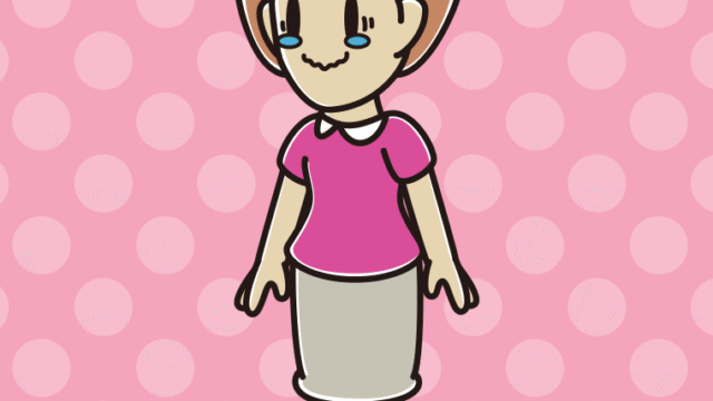 ジーンとしながら歩く女性のイラスト【色、背景あり】PNG