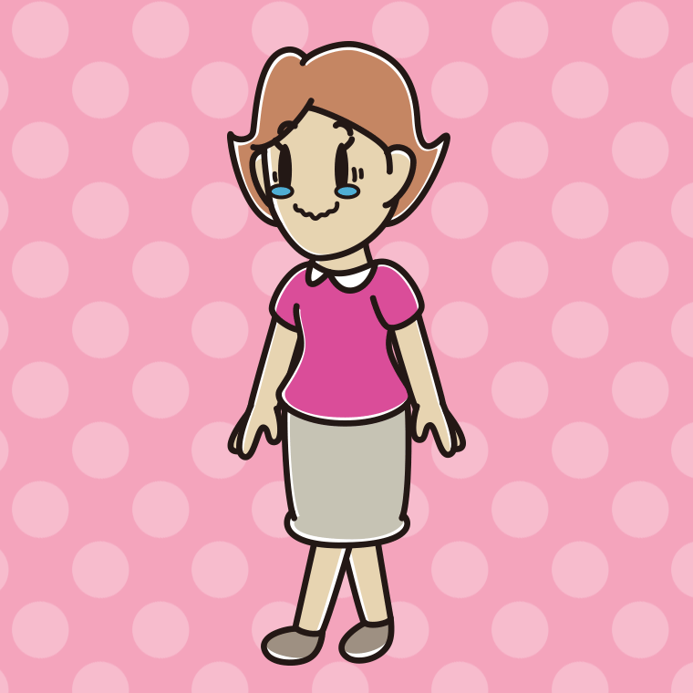 ジーンとしながら歩く女性のイラスト【色、背景あり】PNG