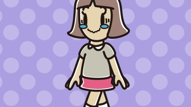 ジーンとしながら歩く小学生女子のイラスト【色、背景あり】PNG