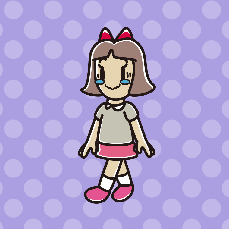 ジーンとしながら歩く小学生女子のイラスト【色、背景あり】PNG