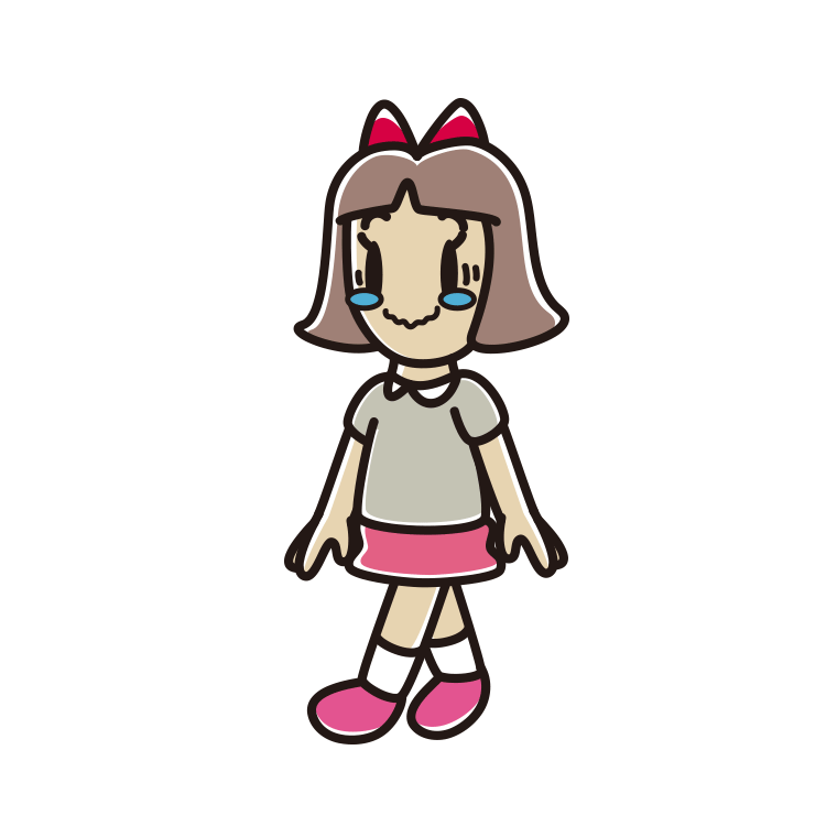 ジーンとしながら歩く小学生女子のイラスト【色あり、背景なし】透過PNG
