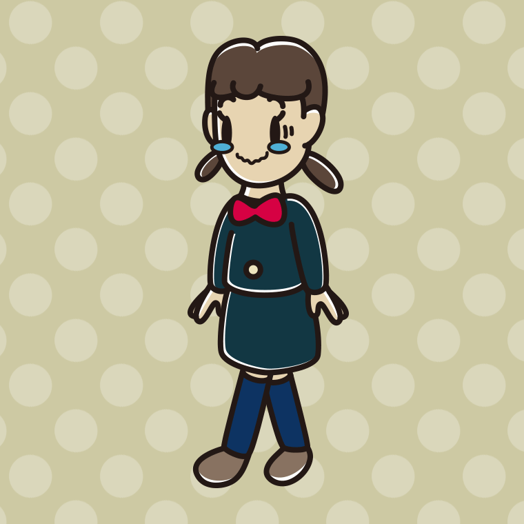 ジーンとしながら歩く女子中学生のイラスト【色、背景あり】PNG