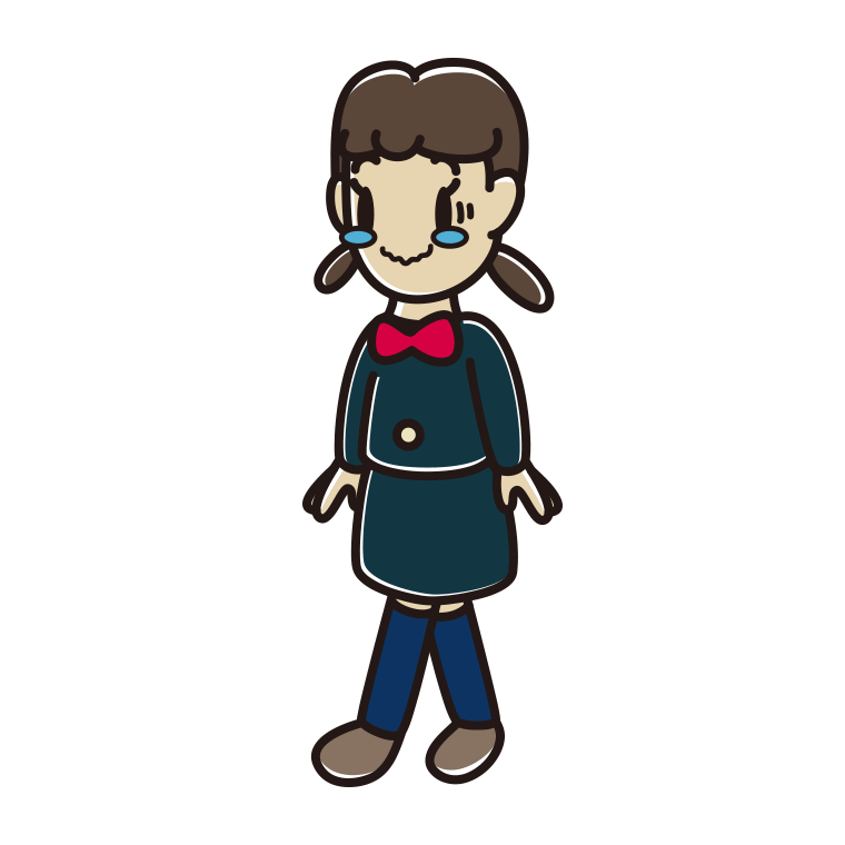 ジーンとしながら歩く女子中学生のイラスト【色あり、背景なし】透過PNG