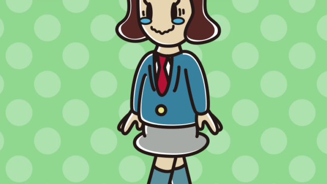 ジーンとしながら歩く女子高校生のイラスト【色、背景あり】PNG