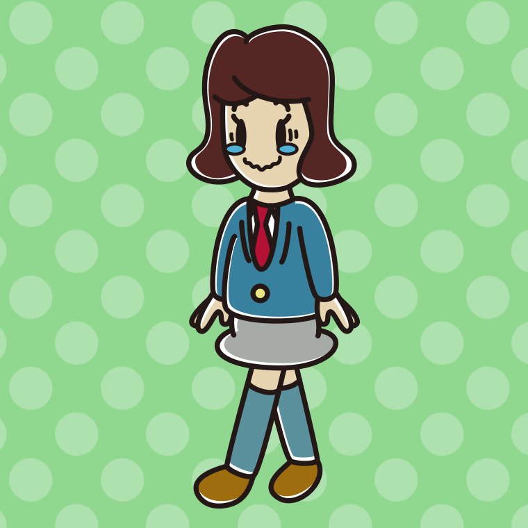 ジーンとしながら歩く女子高校生のイラスト【色、背景あり】PNG