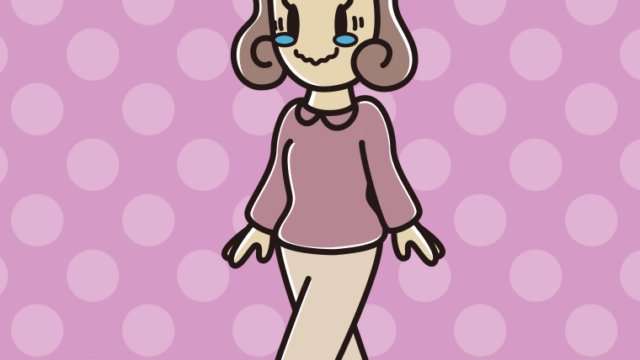 ジーンとしながら歩く女子大学生のイラスト【色、背景あり】PNG