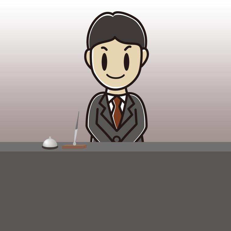 男性コンシェルジュのイラスト【色、背景あり】PNG