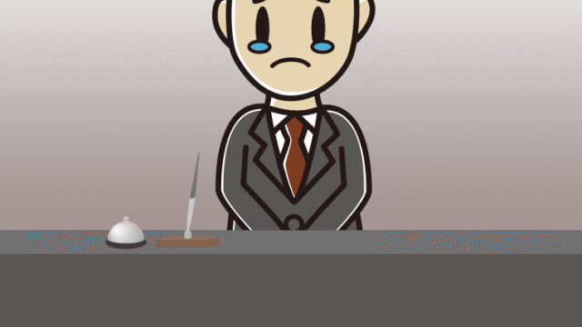 泣く男性コンシェルジュのイラスト【色、背景あり】PNG