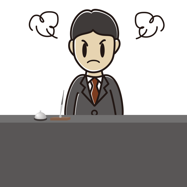 怒る男性コンシェルジュのイラスト【色あり、背景なし】透過PNG