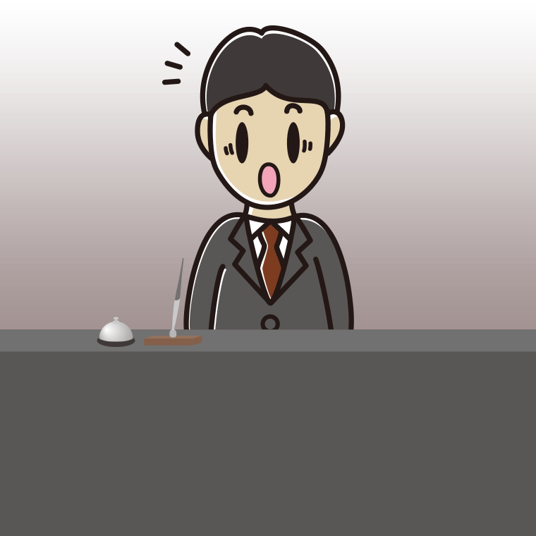 驚く男性コンシェルジュのイラスト【色、背景あり】PNG
