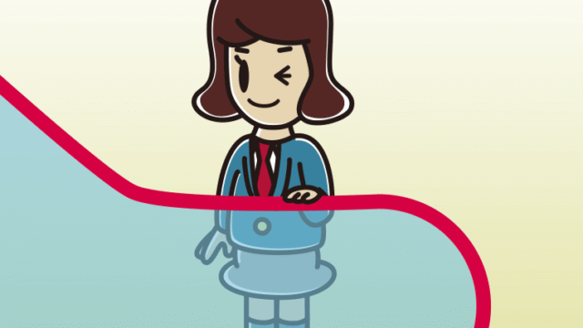 エスカレーターでウインクする女子高校生のイラスト【色、背景あり】PNG