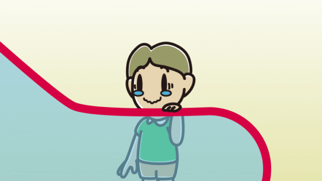 エスカレーターでジーンとする小学生男子のイラスト【色、背景あり】PNG