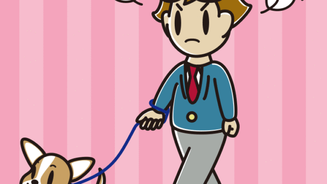 犬の散歩で怒る男子高校生のイラスト【色、背景あり】PNG