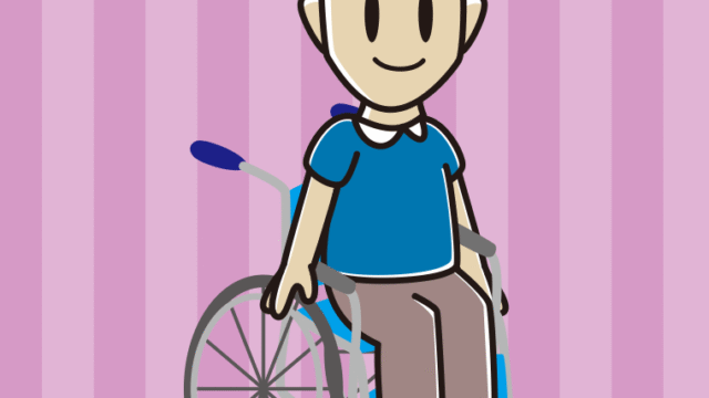 車椅子に座る男性のイラスト【色、背景あり】PNG