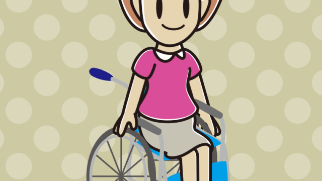 車椅子に座る女性のイラスト【色、背景あり】PNG