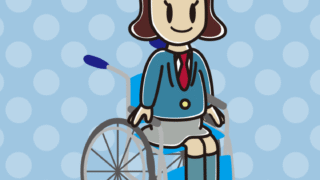 車椅子に座る女子高校生のイラスト【色、背景あり】PNG
