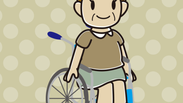 車椅子に座るおばさんのイラスト【色、背景あり】PNG