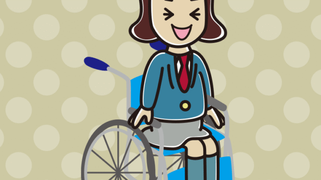 車椅子で笑う女子高校生のイラスト【色、背景あり】PNG