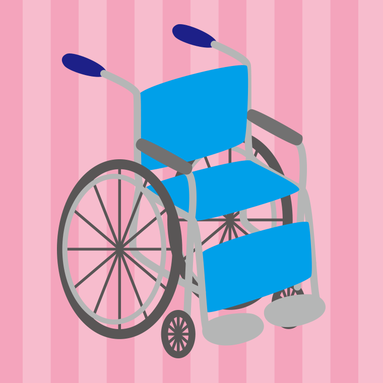 車椅子のイラスト【色、背景あり】PNG