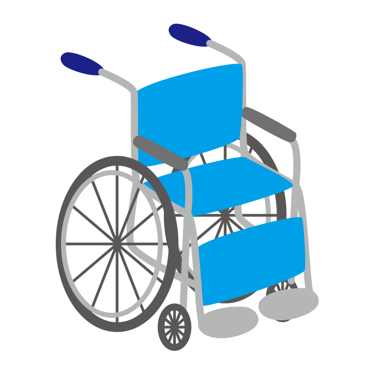 車椅子のイラスト【色あり、背景なし】透過PNG