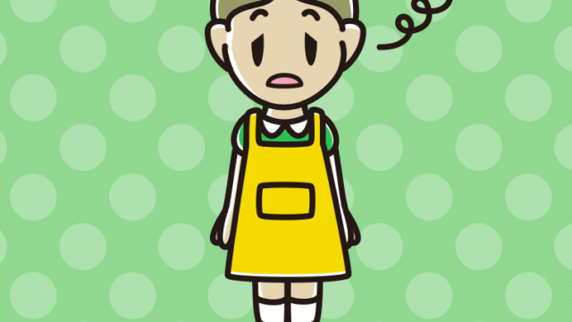 ぼーっとするエプロン姿の小学生男子のイラスト【色、背景あり】PNG