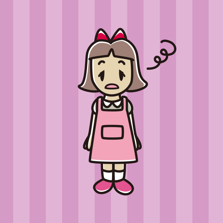 ぼーっとするエプロン姿の小学生女子のイラスト【色、背景あり】PNG