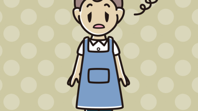 ぼーっとするエプロン姿の男子中学生のイラスト【色、背景あり】PNG