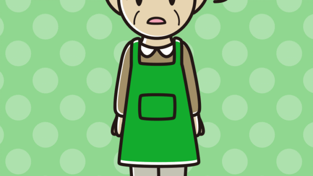 ぼーっとするエプロン姿のおじいさんのイラスト【色、背景あり】PNG