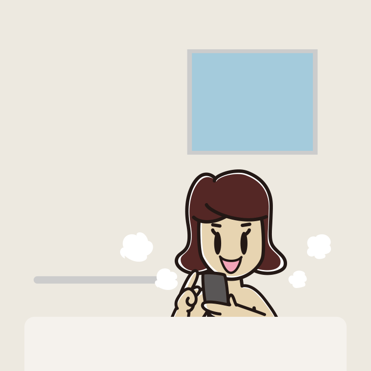 お風呂でスマホを使う女子高校生のイラスト【色、背景あり】PNG