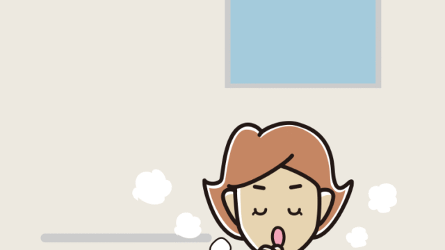 お風呂で咳払いする女性のイラスト【色、背景あり】PNG