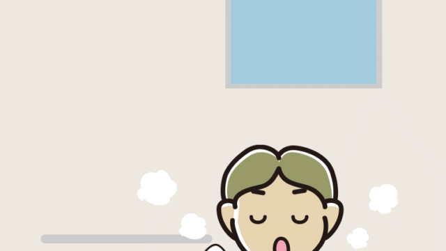 お風呂で咳払いする小学生男子のイラスト【色、背景あり】PNG