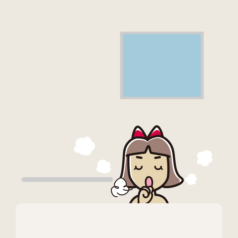 お風呂で咳払いする小学生女子のイラスト【色、背景あり】PNG
