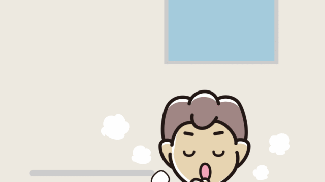 お風呂で咳払いする男子中学生のイラスト【色、背景あり】PNG