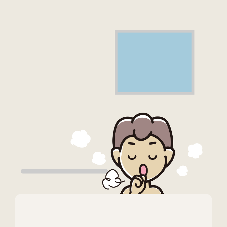 お風呂で咳払いする男子中学生のイラスト【色、背景あり】PNG